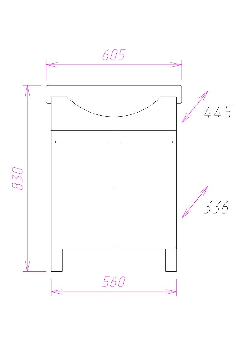 Тумба Onika Селигер 60 напольная, белая (ум. Селигер 60)
