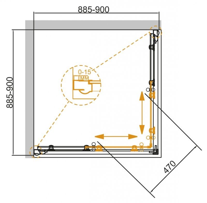 Душевой уголок Cezares Giubileo A-2 90х90 GIUBILEO-A-2-90-SCORREVOLE-CP-Cr стекло прозрачное с матовым принтом профиль Хром