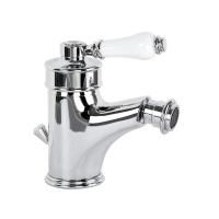 ERMITAGE Смеситель для биде моноком., ручка сверху белая, хром