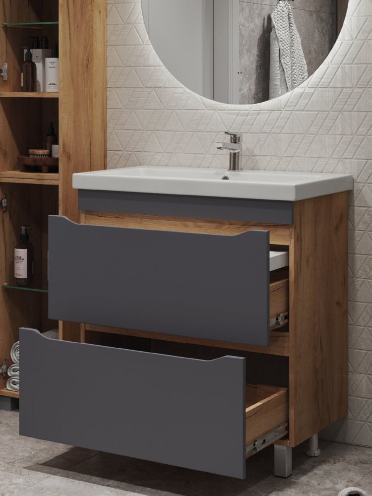 Тумба VIGO Wave 800-0-2 под раковину Ц0000005955 (Como), поставляется в разобранном виде (385 дуб золотой), артикул 385 дуб золотой