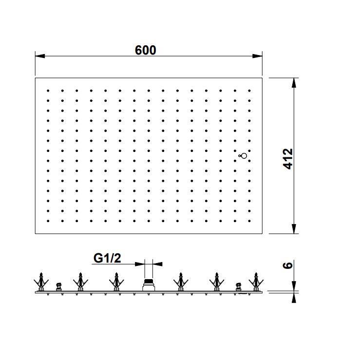 Bongio Soffioni Верхний душ прямоугольный 412*600 мм, цвет черный