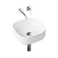 Комплект 4 в 1 Lavinia Boho Bathroom Sink Slim 21510142, накладная фарфоровая раковина 40 см, встраиваемый смеситель со скрытым механизмом, латунный сифон, донный клапан quick-clac
