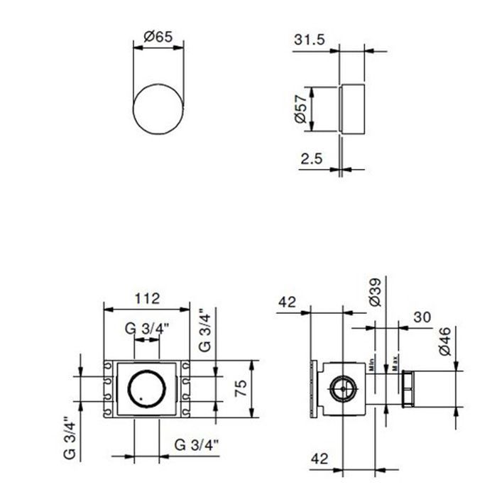 Внутренняя часть, Fantini, назначение-вентиль, стандарт подвода воды-3/4", не окрашен