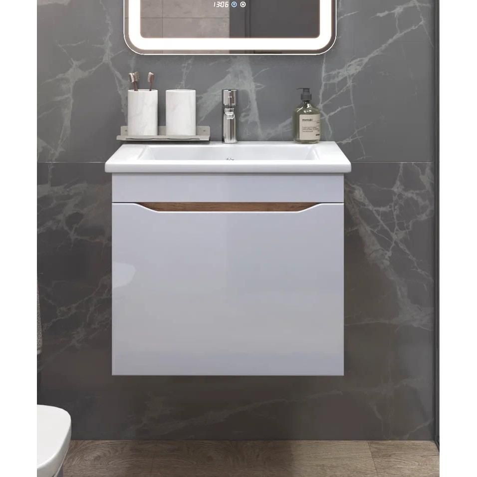 Тумба под раковину подвесная VIGO Grani tp.GRI.ELI.60.1Y дуб золотой, 60 см, артикул tp.GRI.ELI.60.1Y дуб золотой