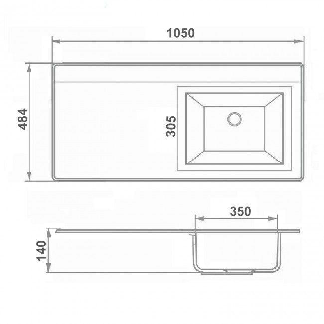 Умывальник Runo мебельный Гамма 105 лайт левое крыло (00-00001120), артикул 00-00001120