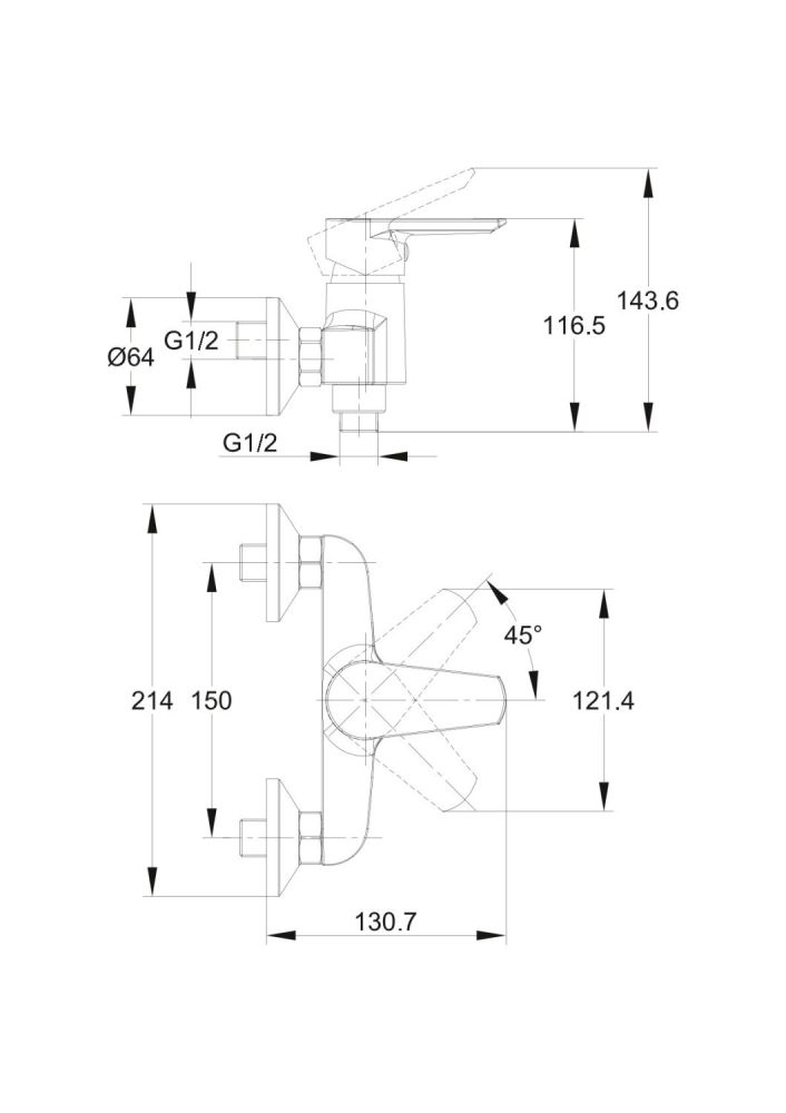 Смеситель для душа Cersanit VERO однорычажный (63062), артикул 63062