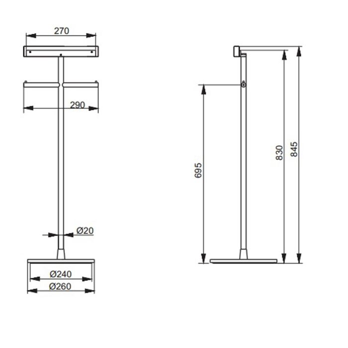 TOTO NEOREST Стойка для пульта управления с 2 держателями для туалетной бумаги, 260x260x845мм, напольная, Цвет: хром