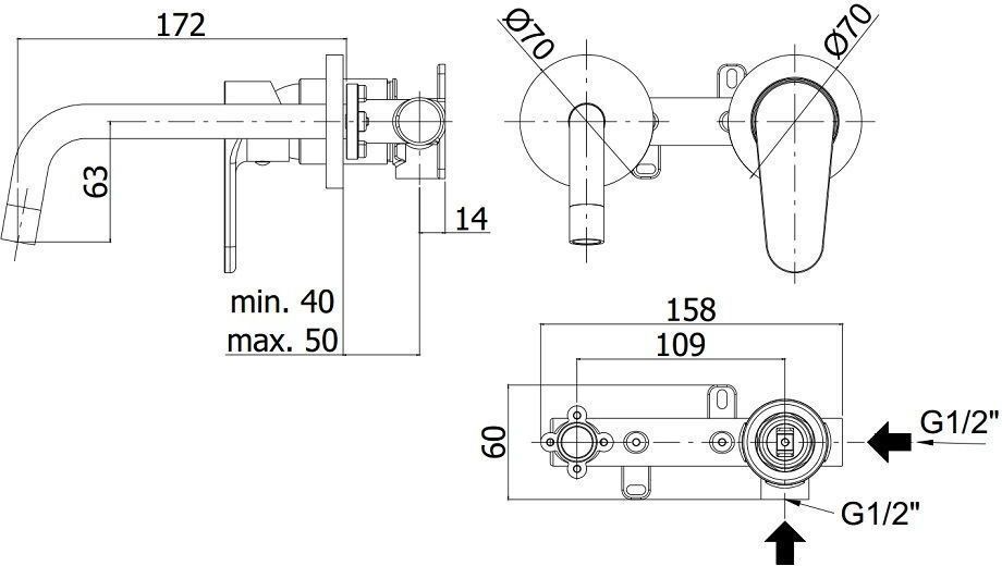 Смеситель для раковины Paffoni Green GR101CR70 (с внутренней частью)
