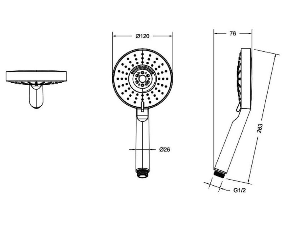 Лейка для душа Bravat P70124BW, черная