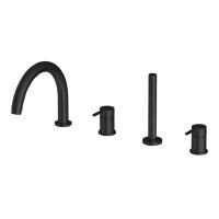 Fima Carlo Frattini Snap Смеситель на борт ванны, на 4 отв., с ручным душем, цвет: чёрный матовый