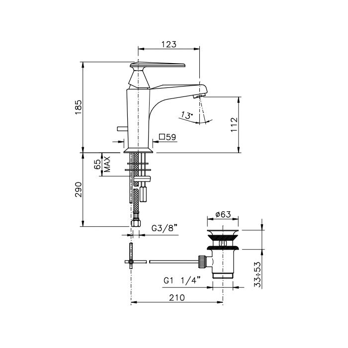 Nicolazz Vincent Смеситель для раковины на 1 отверстие, с донным клапаном, цвет: English Gold, артикул 3002GF35