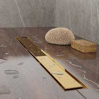 Plumberia Selection Трап душевой PS MODULAR 4x90 2устор. накладка из нерж.стали, комбинир.затвор с горизонт. Выпуском Ду 50мм,40л/мин, золото 24К