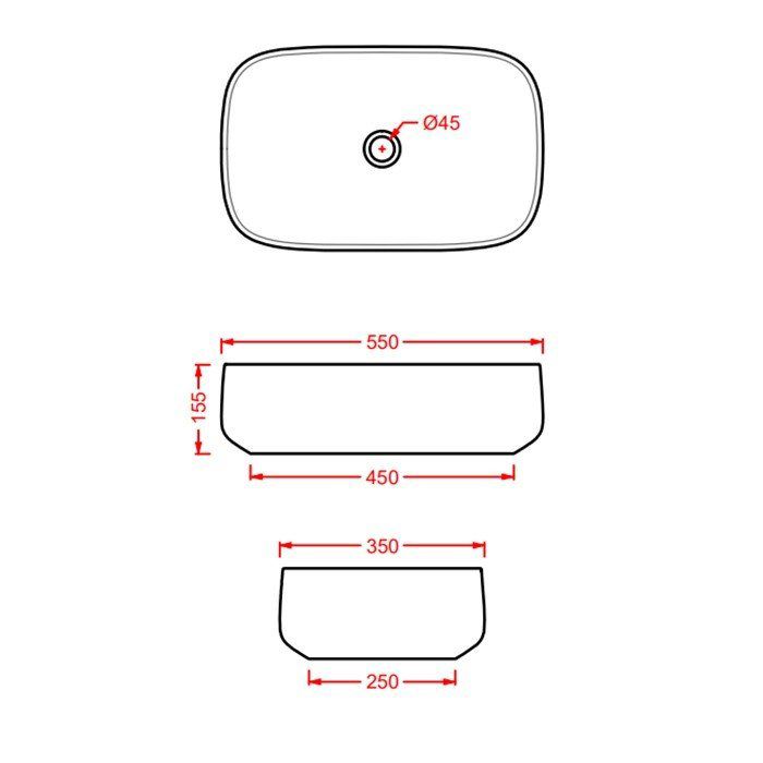 ARTCERAM COGNAC Раковина настольная Quadro 55x35 см, цвет матовый белый, Saniglaze