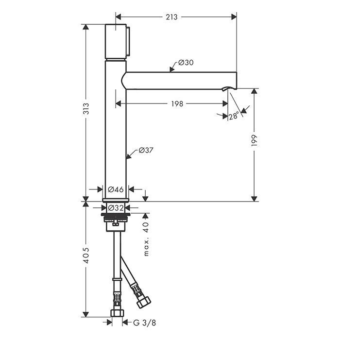 AX Uno Смеситель для раковины 200 Select, цвет шлифованная бронза AX Uno Смеситель для раковины 200 Select, цвет шлифованная бронза