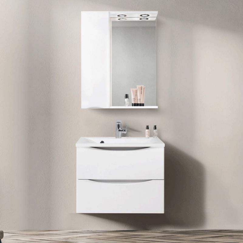 Зеркало со шкафом BelBagno MARINO-SPC-700/750-1A-BL-P-L 70 с подсветкой Bianco Lucido Зеркало со шкафом BelBagno MARINO-SPC-700/750-1A-BL-P-L 70 с подсветкой Bianco Lucido