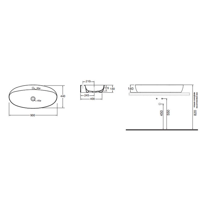 AZZURRA ELEGANCE CIRCLE  раковина накладная 90х44см без отв.  под смеситель , цвет белый AZZURRA ELEGANCE CIRCLE  раковина накладная 90х44см без отв.  под смеситель , цвет белый