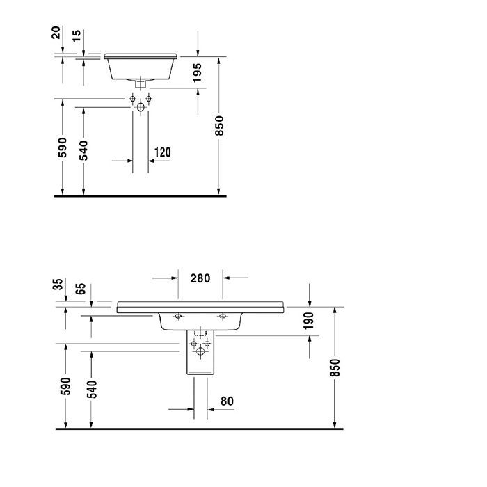 Duravit Starck 3 Пьедестал для раковин (030065,030060,030055,030410,030480,030470,033213) 210х150 мм, цвет белый