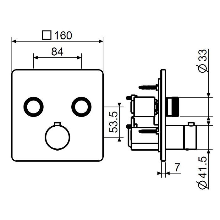 Plumberia Selection PSBOX Внешняя часть встраив. смесителя для душа на 2 вых,для комбин.с PSB003 накладка нерж.сталь 160х160мм, хром