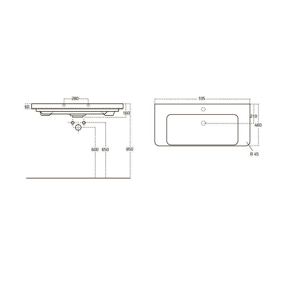 Умывальник мебельный 105 см LUXURY (для Skansen)