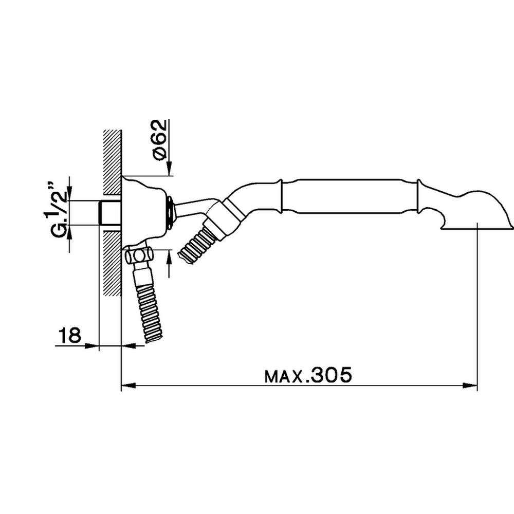 CISAL Arcana Ручной душ для настенного крепления (держатель, лейка, шланг), цвет золото, артикул AR00304024