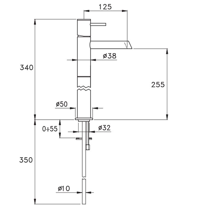 Stella Lucilla Смеситель для раковины на 1 отверстие (высокий) 3222HP170, длина излива 125мм, цвет: хром