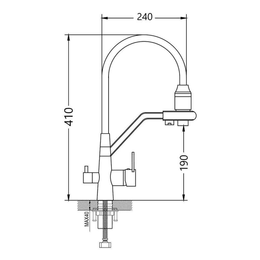Смеситель для кухни с гибким изливом и подключением фильтра Maretti Eleganza GOLD ENG31RGF13, золотой сатин, артикул ENG31RGF13
