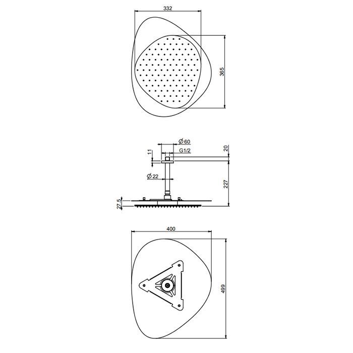 Fima Carlo Frattini Soffioni Верхний душ 49х40см., потолочный 15см., Cloud, цвет: чёрный матовый