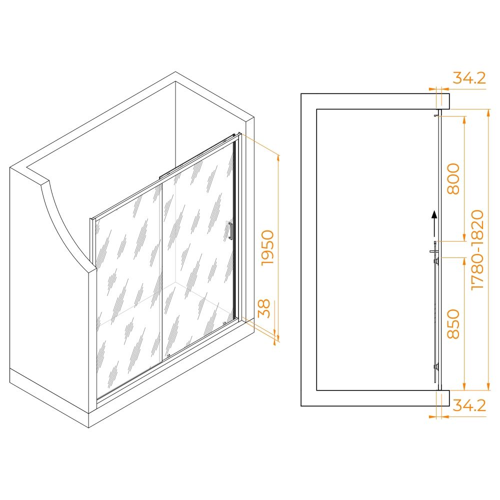 Душевая дверь RGW PA-14Gb (Прозрачное, 1800)
