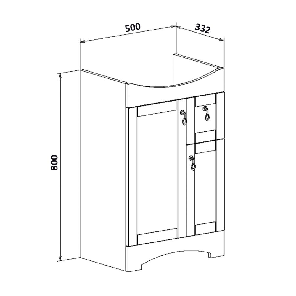 Тумба Runo Мерида 55 под умывальник УТ000002240 (Carina 55) (00-00000738), артикул 00-00000738