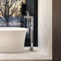 CISAL Cherie Смеситель напольный двухвентильный для ванны с ручной лейкой, держателем и шлангом 150 см, цвет хром/черный матовый