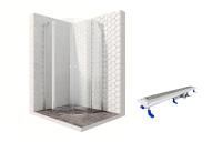 Душевой уголок Ambassador Nord 13011102-ST11, полукруглый, линейный трап, 100х100