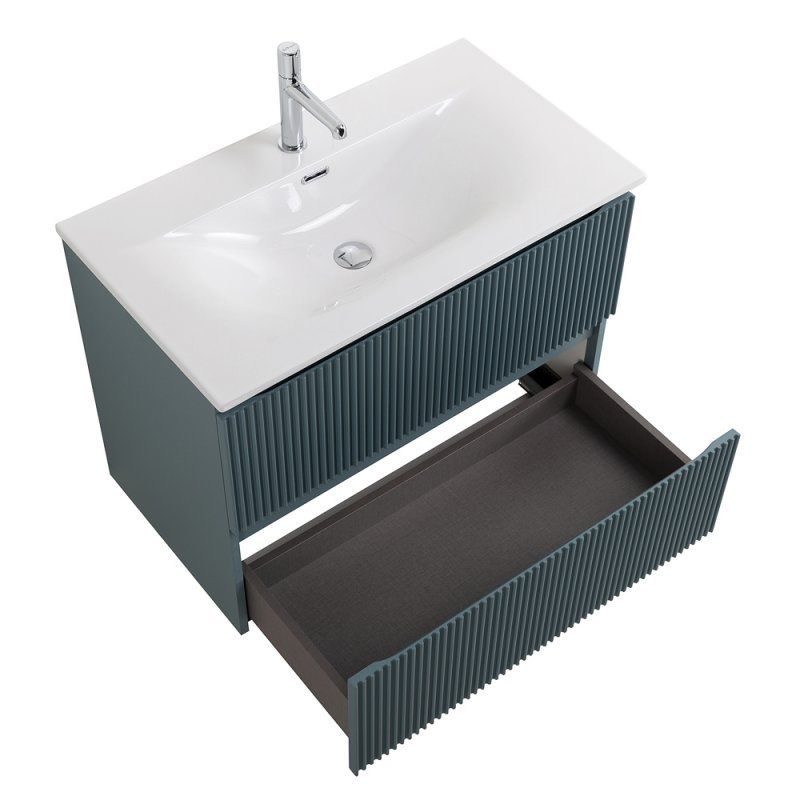 UNO База под раковину подвесная с фрезерованными ручками по всей длине фасада с двумя выкатн. ящ., Бежевый матовый, 800x455x608, UNO-800-2C-SO-СO, артикул UNO-800-2C-SO-СO