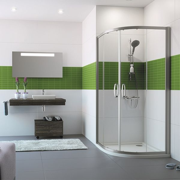 Душевой уголок Huppe Fracture 90х90 радиальный профиль Хром стекло прозрачное