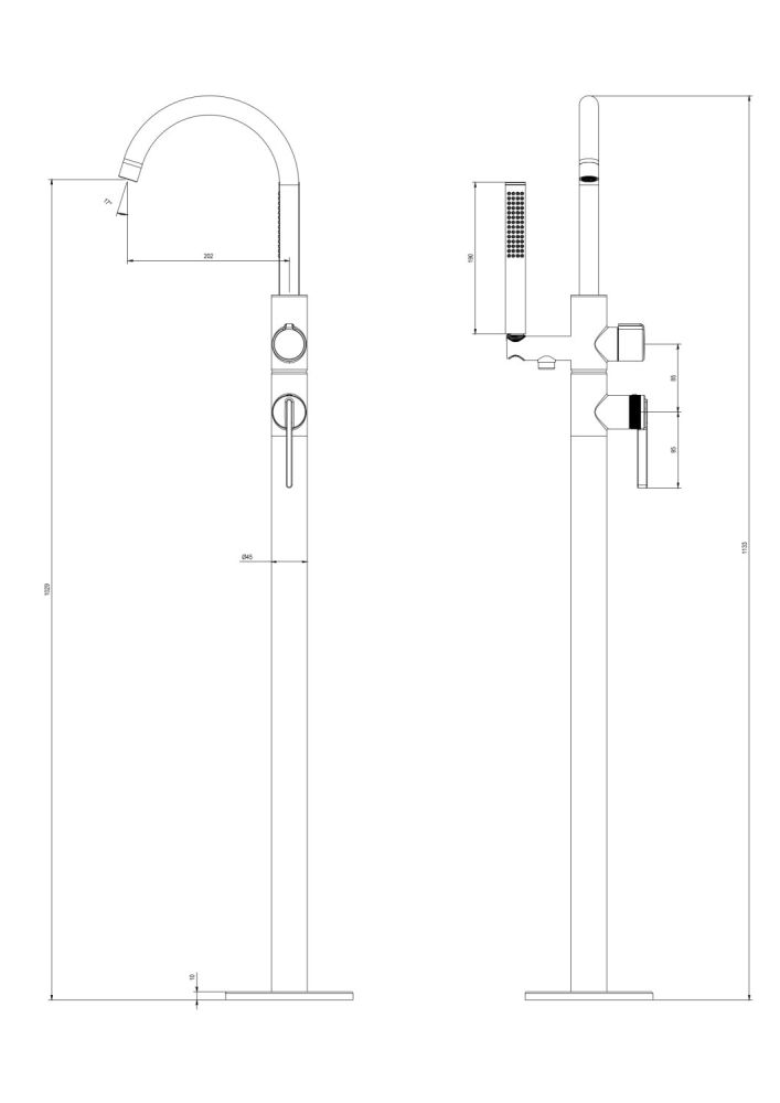 Напольный смеситель для ванны с душем DQ Bonn браш.роз.золото (DA1706033), артикул DA1706033