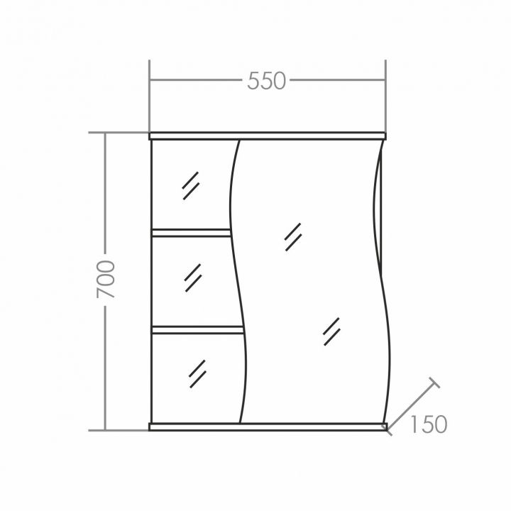 Зеркало "Волна-550" прав