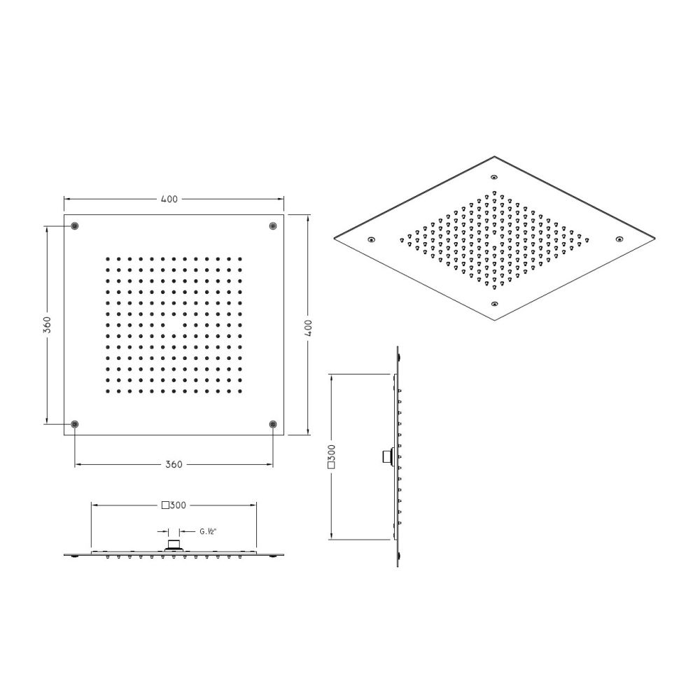 Верхний душ Graffio KINGS KI412IX, хром
