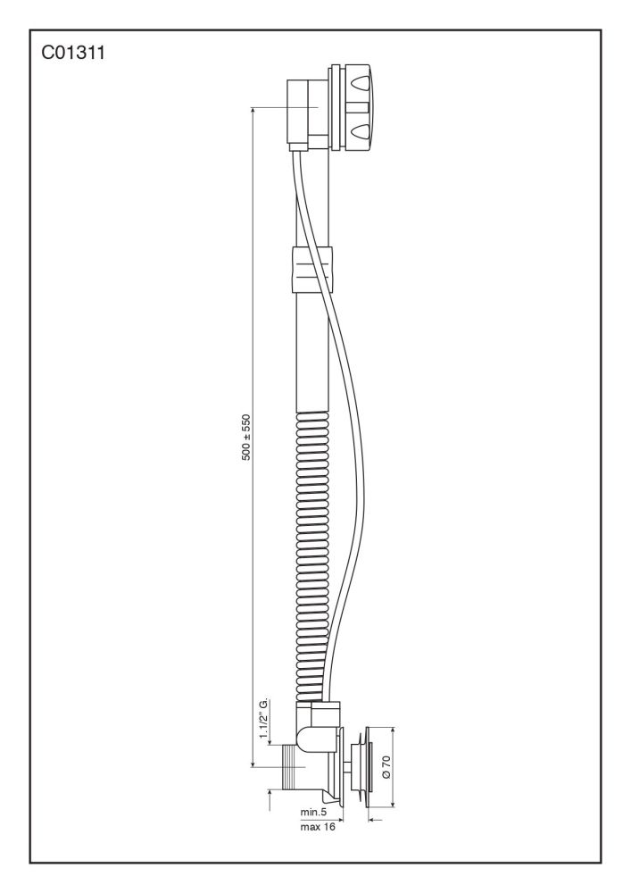 Emmevi, слив-перелив для ванны, 56 см, цвет хром, артикул С01311/CR
