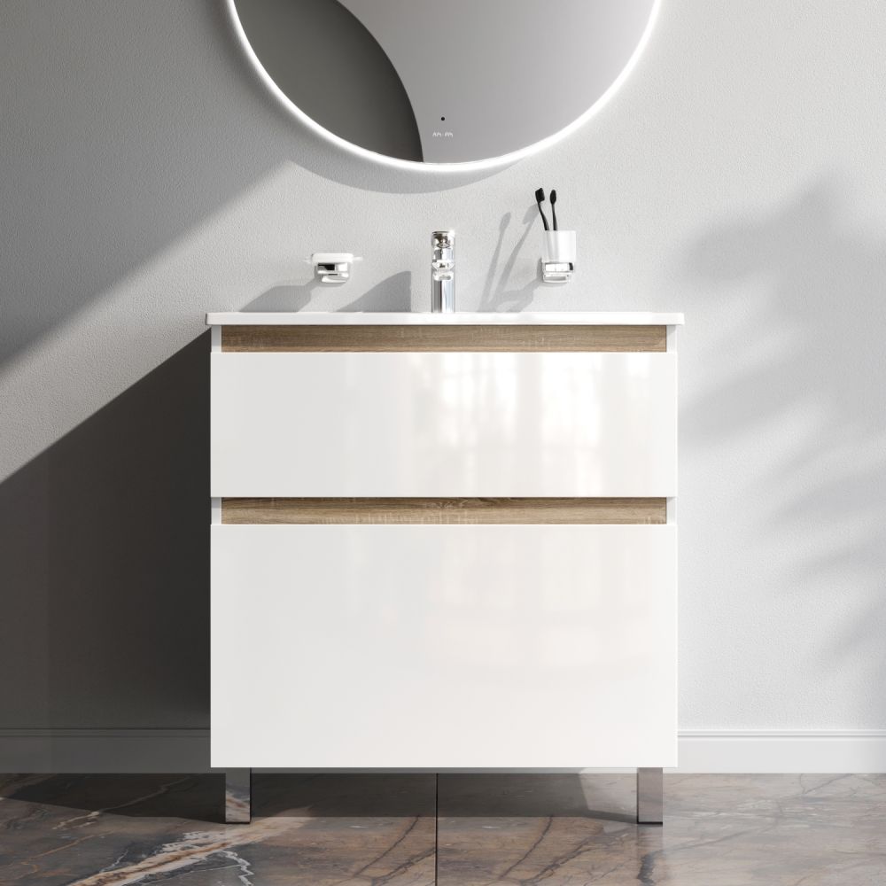 M85AFSX0802WG X-Joy, База под раковину, напольная, 80 см, 2 ящика, белый глянец M85AFSX0802WG X-Joy, База под раковину, напольная, 80 см, 2 ящика, белый глянец