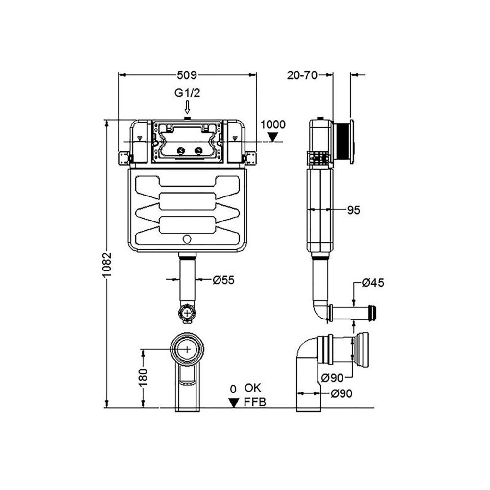 Смывной бачок скрытого монтажа Aquatek INS-0000019 для унитазов, с отводом Смывной бачок скрытого монтажа Aquatek INS-0000019 для унитазов, с отводом