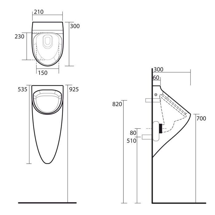KERASAN Aquatech Писсуар в комплекте с сифоном, цвет белый