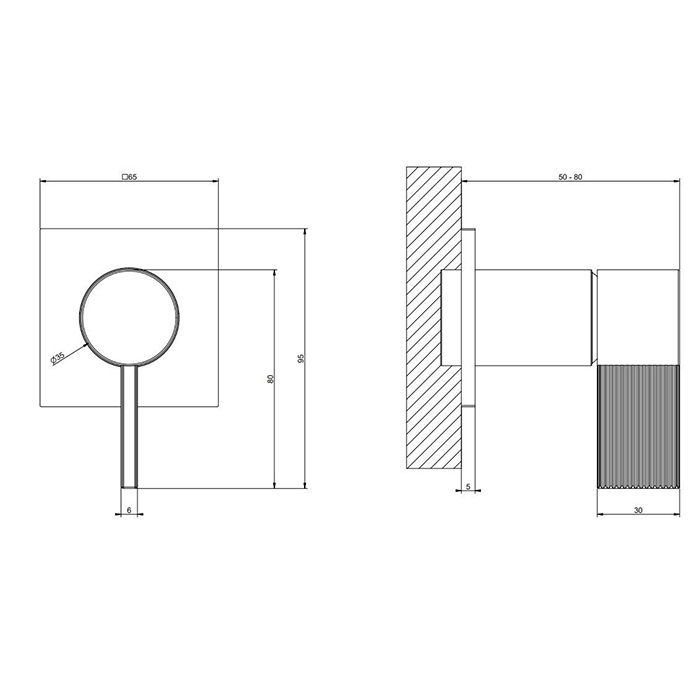 Gessi INVERSIO RIGATO Смеситель для раковины настенный на 1 выход: Black Metal PVD (внешняя часть)