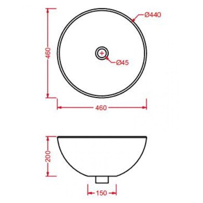 Artceram LA CIOTOLA Раковина накладная 46 см, без отв под смеситель, без слива перелива, цвет белый