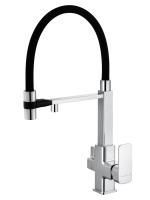 Смеситель для кухни с гибким изливом и подключением фильтра WONZON & WOGHAND, Хром (WW-88458012-CR)