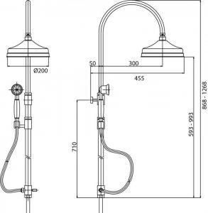 Душевая стойка с ручным и верхним душем CEZARES VINTAGE-CAE Душевая стойка с ручным и верхним душем CEZARES VINTAGE-CAE
