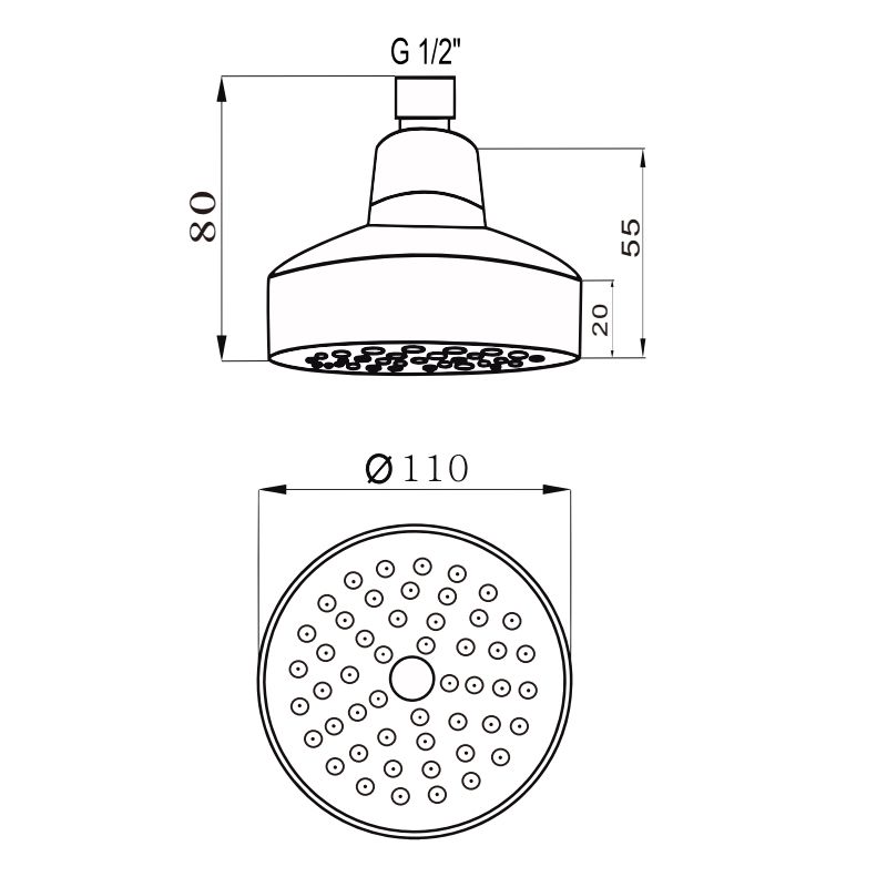 Верхний душ D-Lin D61052, серый