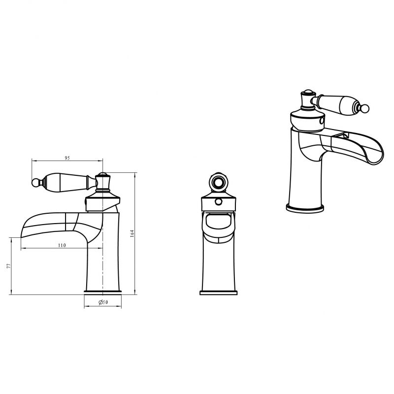 Смеситель для умывальника VOGUE CRYSTAL, бронза_Комплект