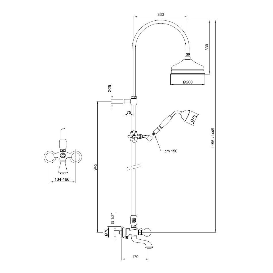 Душевая система Webert Karenina KA721208010, золото