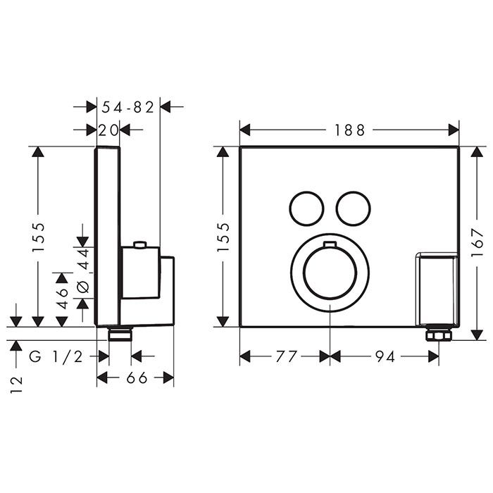 AX ShowerSelect Встраиваемый термостат для душа, 2 потреб, с держателем, (внешняя часть), цвет полированный черный хром AX ShowerSelect Встраиваемый термостат для душа, 2 потреб, с держателем, (внешняя часть), цвет полированный черный хром