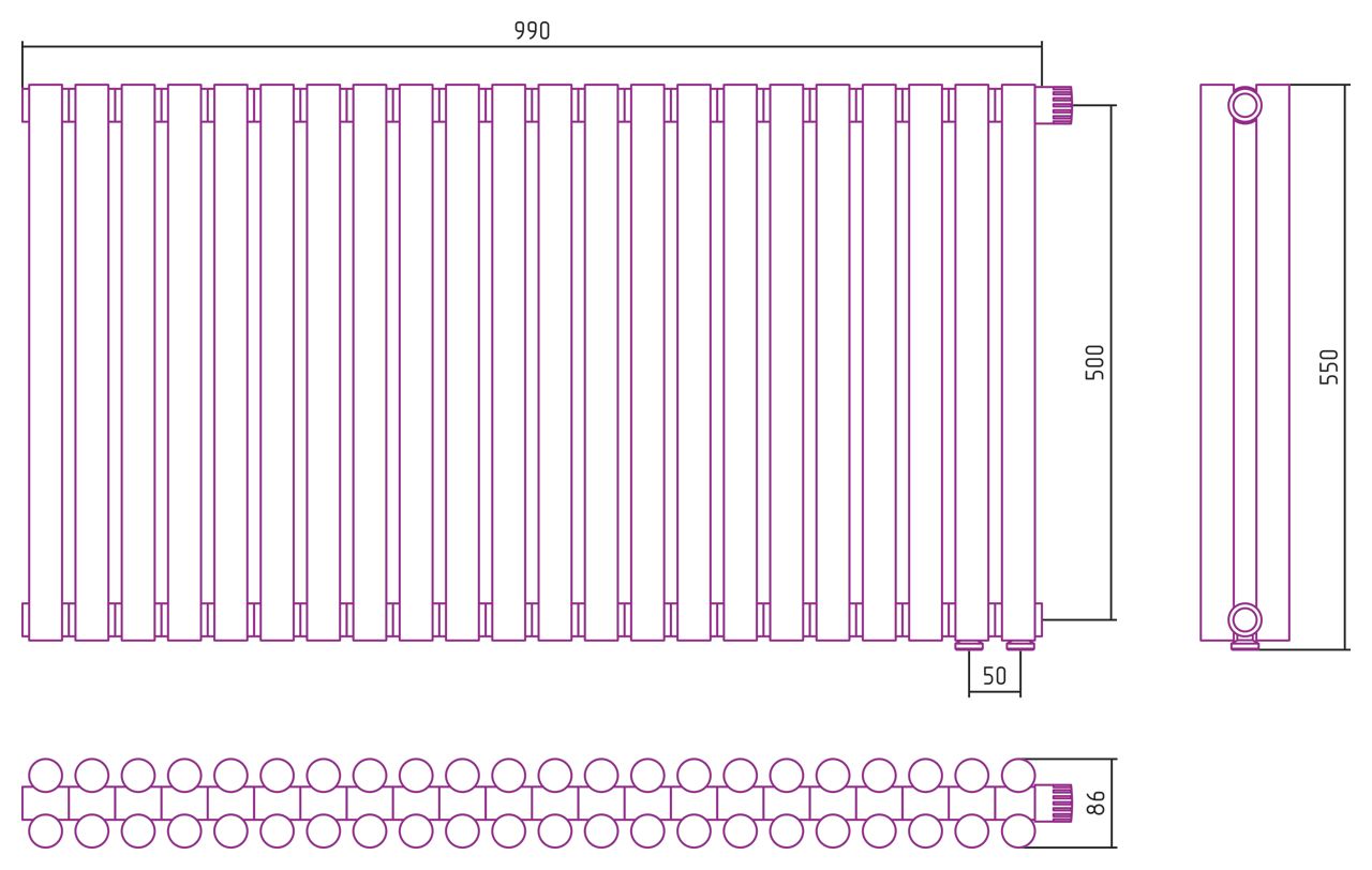 Отопительный радиатор ЭСТЕТ-11 н/ж EU50 500х990 / 22 сек (Матовая ШАМПАНЬ) Отопительный радиатор ЭСТЕТ-11 н/ж EU50 500х990 / 22 сек (Матовая ШАМПАНЬ)