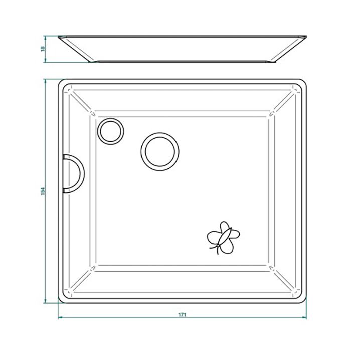 THG CAPUCINE MAUVE DECOR OR Поднос керамический 171х154 мм., настольный, middle size, декор золото/лиловый, цвет белый